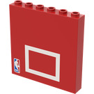 레고 빨간색 벽돌 1 x 6 x 5 ~와 함께 'NBA' 그리고 하얀색 Rectangle (45528 / 46196)