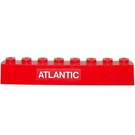 LEGO Red Brick 1 x 8 with Atlantic Sticker (3008)