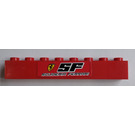 LEGO Rood Steen 1 x 8 met Ferrari logo en 'SF SCUDERIA FERRARI' Patroon Sticker (3008)