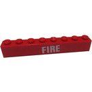 LEGO rot Backstein 1 x 8 mit Feuer Aufkleber (3008)