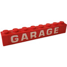 LEGO Red Brick 1 x 8 with "Garage" Sticker (3008)