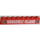 LEGO Red Brick 1 x 8 with 'ROOSEVELT ISLAND' Sticker (3008)