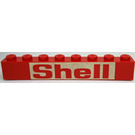 LEGO Rood Steen 1 x 8 met Shell Sticker from Set 373-1 (3008)