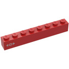LEGO rouge Brique 1 x 8 avec Train logo (La gauche) Autocollant