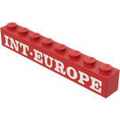 LEGO Red Brick 1 x 8 with White INT. EUROPE Pattern (3008)