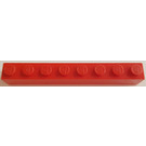 LEGO Red Brick 1 x 8 without Bottom Tubes with Cross Support