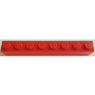 LEGO Rojo Ladrillo 1 x 8 sin tubos inferiores con soporte transversal