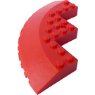 LEGO Rood Steen 10 x 10 Rond Hoek met Tapered Rand (58846)