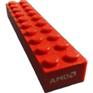 LEGO Червоний Цегла 2 x 10 з 'AMD' логотип (Кінець) Наліпка (3006)