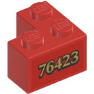 LEGO Rood Steen 2 x 2 Hoek met 76423 Rechtsaf Sticker (2357)