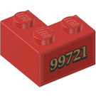LEGO rouge Brique 2 x 2 Coin avec ‘99721’ (La gauche) Autocollant (2357)