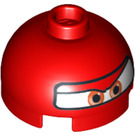 LEGO Red Brick 2 x 2 Round with Dome Top with Francesco Bernoulli eyes (Hollow Stud, Axle Holder) (18841 / 94868)