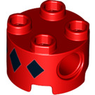 LEGO rouge Brique 2 x 2 Rond avec des trous avec Noir Diamonds (17485 / 33514)