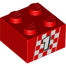 LEGO rouge Brique 2 x 2 avec '1' et Checkered Drapeau (3003 / 76818)
