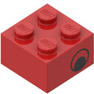 LEGO Rød Klods 2 x 2 med Sort Øje på Both Sider (3003 / 81508)