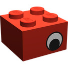 LEGO Red Brick 2 x 2 with Eyes (Offset) without Dot on Pupil (3003)