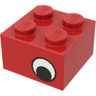 LEGO Röd Kloss 2 x 2 med Ögon (Offset) utan prick på pupill (81910 / 81912)