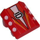 LEGO rouge Brique 2 x 2 avec Flanges et Pistons avec '6', blanc Triangle, Orange Rayures (30603)