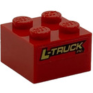 LEGO Rood Steen 2 x 2 met 'L-TRUCK inc' Sticker (3003)