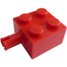 LEGO Rød Klods 2 x 2 med Pin og ingen akselhul (4730)