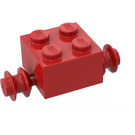 LEGO Červená Kostka 2 x 2 s Červená Single Kola (3137)