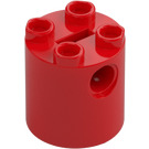 LEGO Red Brick 2 x 2 x 2 Round with Bottom Axle Holder 'x' Shape '+' Orientation (30361)