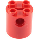 LEGO Red Brick 2 x 2 x 2 Round with Bottom Axle Holder 'x' Shape '+' Orientation (30361)
