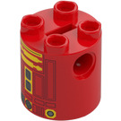 LEGO Red Brick 2 x 2 x 2 Round with L3-G0 Astromech Droid Body with Bottom Axle Holder 'x' Shape '+' Orientation (30361)