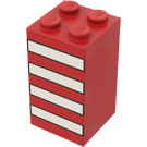 LEGO Red Brick 2 x 2 x 3 with 4 White Stripes (30145)