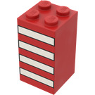 LEGO rouge Brique 2 x 2 x 3 avec 4 blanc Rayures (30145)