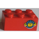 LEGO rot Backstein 2 x 3 mit Box und Arrows und Globe Aufkleber (3002)