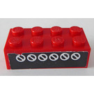 LEGO rouge Brique 2 x 4 avec 6 blanc Circles avec Diagonals Autocollant (3001)