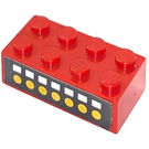 LEGO rouge Brique 2 x 4 avec 7 blanc Squares et 7 Jaune Dots Autocollant (3001)