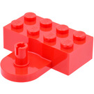 LEGO Red Brick 2 x 4 with Coupling, Raised Pin and Curved Wall