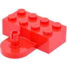 LEGO Rot Stein 2 x 4 mit Coupling, Erhoben Pin und Gebogen Mauer