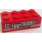 LEGO Red Brick 2 x 4 with 'ED'S TOW TRUCK SERVICE' (Left) Sticker (3001)