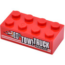 LEGO Red Brick 2 x 4 with 'ED'S TOW TRUCK SERVICE' (Right) Sticker (3001)