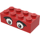 LEGO rot Backstein 2 x 4 mit Augen (3001)