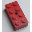 LEGO Rood Steen 2 x 4 zonder kruissteunen met middengat