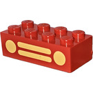 LEGO Rød Klods 2 x 4 med Gul Bil Grille (3001)