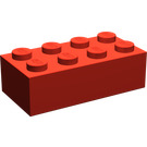 LEGO Red Brick 2 x 4 without Cross Supports with Frosted Horizontal Line