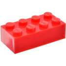 LEGO Červená Kostka 2 x 4 bez Internal Supports