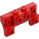 LEGO Červená Kostka 2 x 4 x 0.7 s Přední Cvočky a tlusté boční klenby (14520 / 52038)