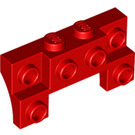 LEGO rot Backstein 2 x 4 x 0.7 mit Vorderseite Bolzen und dicke Seitenbögen (14520 / 52038)