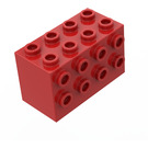 LEGO Rød Klods 2 x 4 x 2 med knops på Sider (2434)