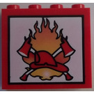 LEGO rot Backstein 2 x 4 x 3 mit Feuer und 2 Axes (30144)