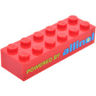 LEGO rot Backstein 2 x 6 mit 'POWERED BY allinol' Aufkleber (2456)