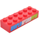 LEGO rot Backstein 2 x 6 mit 'WORLD GRAND PRIX' Aufkleber (2456)