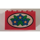 LEGO Red Brick 2 x 6 x 3 with Blue Flowers inside an Oval (6213)