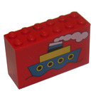 LEGO Rood Steen 2 x 6 x 3 met Boat Decoratie (6213)